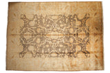 Vintage Indian Oushak carpet, allover charcoal floral field, ivory palmette border, 10'1
