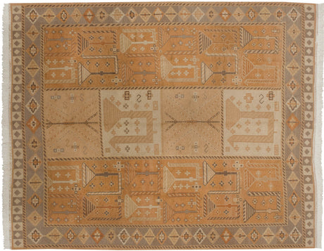 8x10 Vintage Distressed Indian Qashqai Soumac Design Carpet // ONH Item mc001623