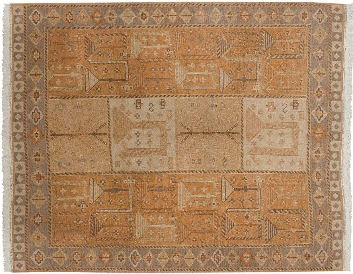 8x10 Vintage Distressed Indian Qashqai Soumac Design Carpet // ONH Item mc001623