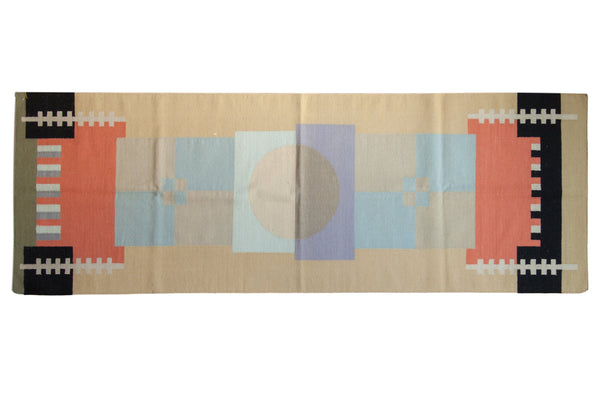 3x9 Vintage Contemporary Kilim Rug Runner // ONH Item mc001636