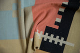 Hand-woven Contemporary Kilim runner detail, showing sand, powder blue, madder red geometric blocks.
