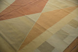 Modern argyle diamond pattern in alternating copper, gold, and sand flat-woven Kilim.