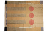 Vintage Contemporary Kilim rug with abstract rectangular pillars, pale red circles, and beige-sand tones, 8x10.