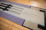 Vintage Contemporary Kilim runner: lavender and beige abstract panels with powder blue interlocked border.