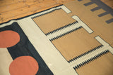 Interlocked geometric pattern on contemporary Kilim rug, ivory, black, coffee brown, brick red.