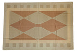 Modern vintage Kilim carpet with argyle diamond pattern in copper, beige, silver, 7'11