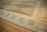 Vintage Contemporary Kilim border with Argyle diamond pattern in sand and copper tones.