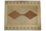 Contemporary Kilim carpet, Argyle geometric pattern in copper, ivory, and sand tones.