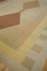 Modern argyle diamond pattern detail on hand woven Kilim in copper, beige, ivory tones.