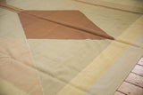 Contemporary Kilim with flat-woven copper, beige, and ivory geometric shapes.