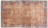 Vintage Indian Arts and Crafts carpet with plush dark beige field, blue and red floral border.