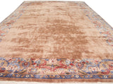 Densely ornamented Indian Arts and Crafts border with blue, red floral arabesques and palmettes.
