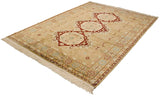 Vintage Bulgarian carpet with a triple center medallion, shown in full from a high angle.