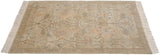 Corner view of vintage Armenian Sultanabad carpet with intact fringe and detailed narrow border.