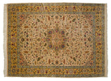 Fine vintage Bulgarian carpet in an Isfahan design with a starburst medallion on a floral ivory field.