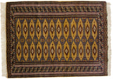Fine Pakistani rug with a saffron yellow field of ribboned columns and detailed geometric borders.