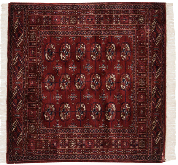 4x4 Vintage Fine Bokhara Square Rug // ONH Item mc001693
