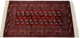 Detailed gul medallions and tight, fine weave of a lustrous vintage Bokhara rug.