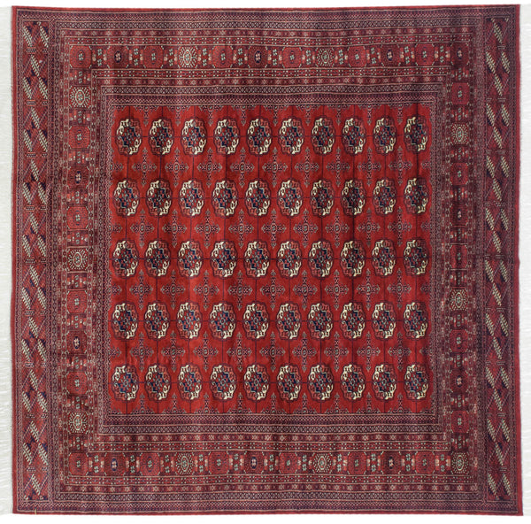 8x8.5 Vintage Fine Bokhara Square Carpet // ONH Item mc001698 Image 4