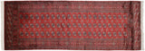 The tight, fine weave and sharp pattern definition on the back of the Bokhara runner.
