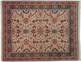 Vintage Indian Sultanabad design carpet with allover palmettes, vinery, ivory, blue, terracotta, 8'4