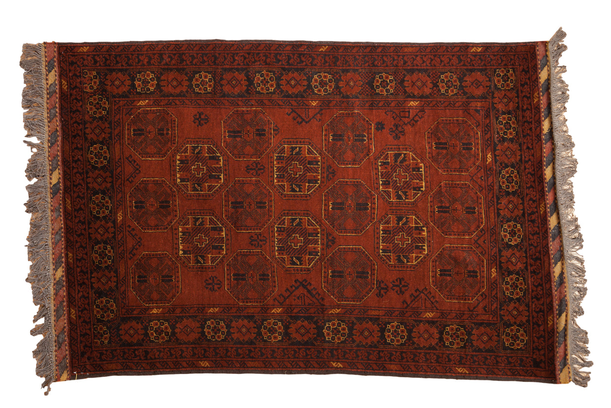 4.5x7 Vintage Afghani Bokhara Design Rug // ONH Item mc001706