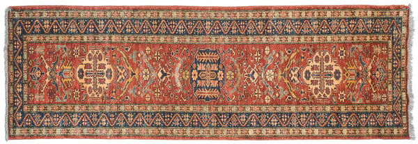 2.5x9.5 New Pakistani Caucasian Design Rug Runner // ONH Item mc001708
