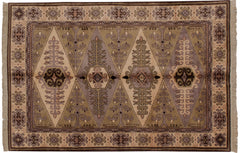 5.5x9 Vintage Siberian Caucasian Design Carpet // ONH Item mc001709