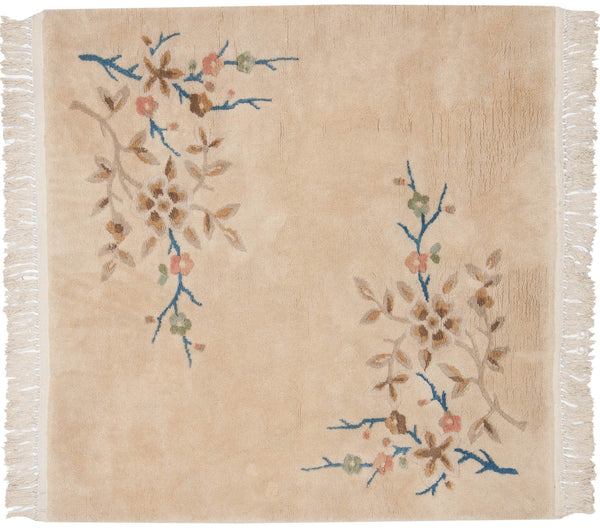 4x4 Vintage Japanese Art Deco Design Square Rug // ONH Item mc001712