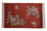 Vintage Chinese Art Deco rug, copper field with asymmetric multi-color floral sprays, 4x6.