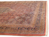 Thick plush pile vintage Indian Bijar design carpet in copper, navy, gold Herati motif.