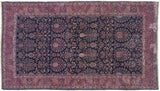 Fine vintage Sarouk carpet with a Mille Fleur design, deep indigo ground, and a cochineal red main border.