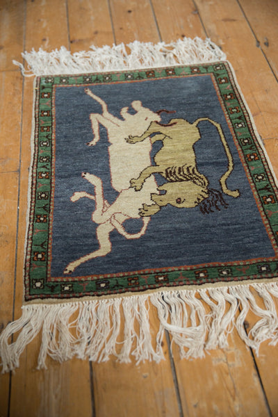 2x2.5 Vintage Pictorial Armenian Hunting Scene Design Square Rug Mat // ONH Item mc001728 Image 3