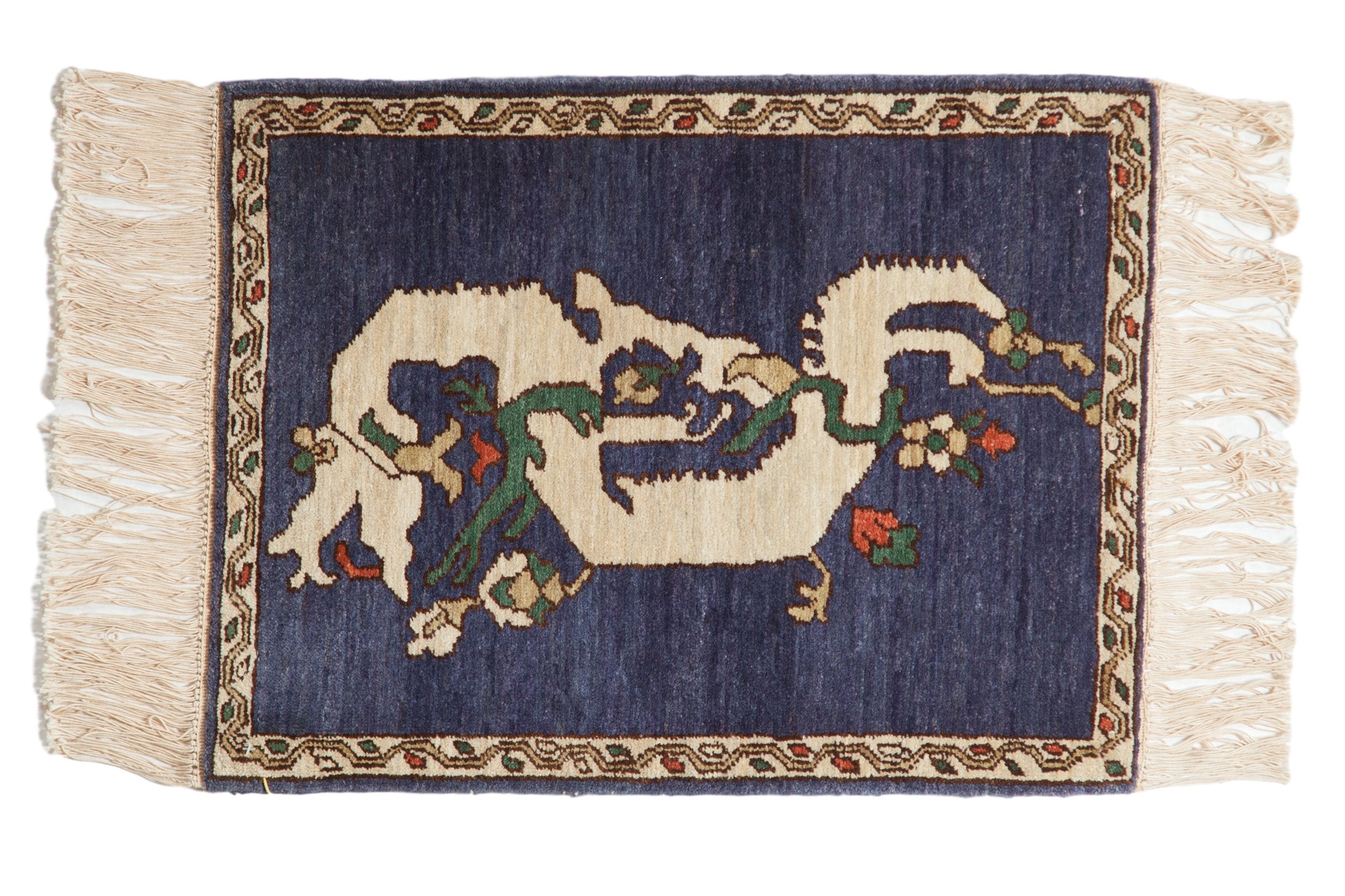 Tibetan Dragon Cushion Rug, Antique