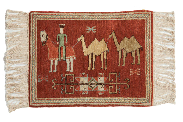 2x2.5 Vintage Pictorial Armenian Herdsman Design Square Rug Mat // ONH Item mc001730