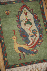 2x2.5 Vintage Pictorial Armenian Peacock Design Square Rug Mat // ONH Item mc001732 Image 3