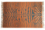 Vintage Indian Tiger Kilim carpet, pale rust abrash and charcoal tiger pattern, 6' x 9'1