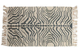 Vintage hand woven Zebra Kilim rug, ivory and charcoal zebra pattern, 3'1