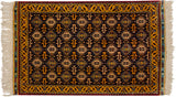 Geometric guls and finned floral elements in a vintage Indian Caucasian style rug.