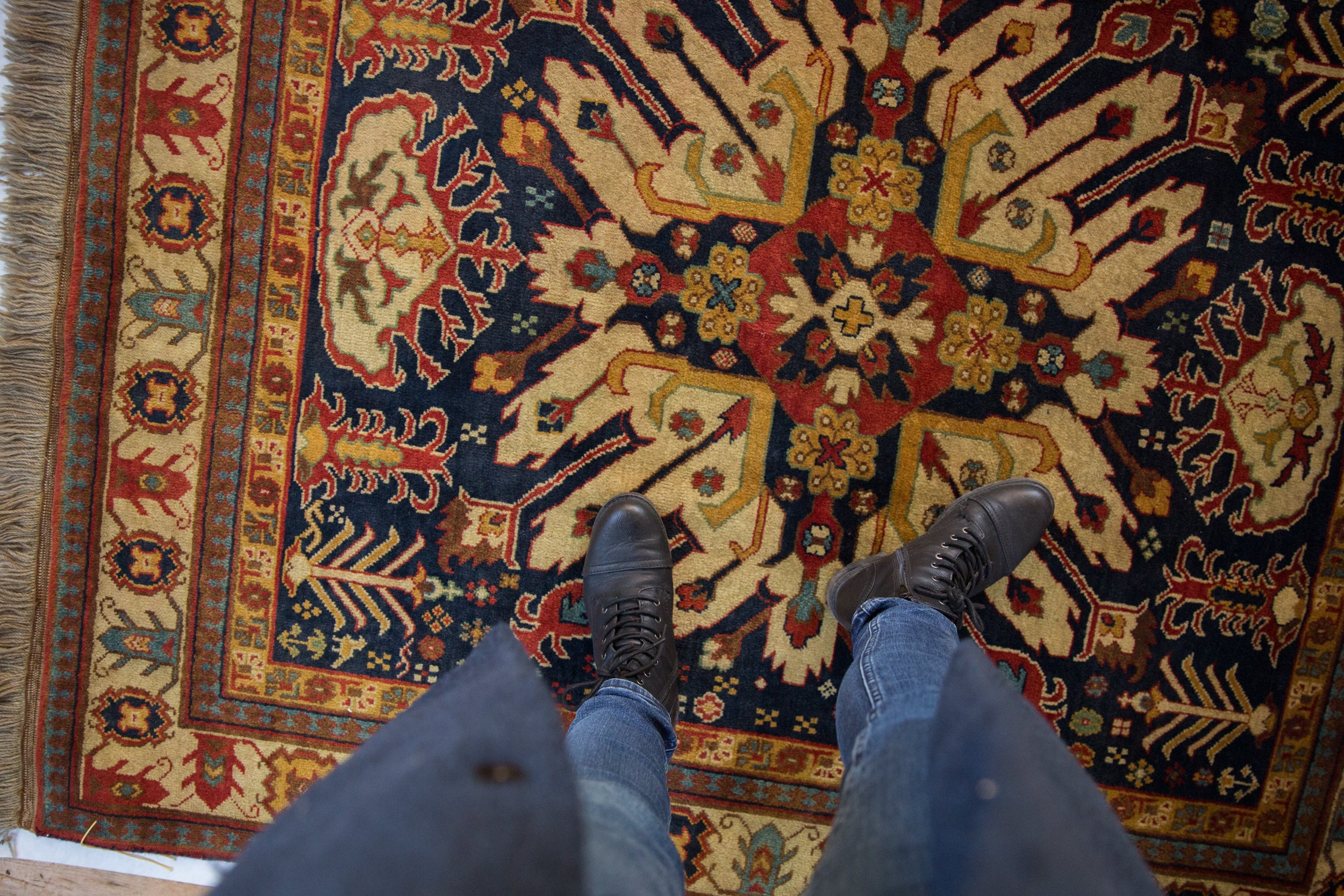 4.5x5.5 Vintage Indian Kazak Design Square Rug // ONH Item mc001755 Image 1