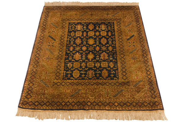 3x4 Vintage Indian Caucasian Design Square Rug // ONH Item mc001760