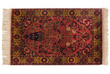 Vintage Indian rug in a Bakhtiari design with a red field, featuring a tree-of-life, vase, and birds.