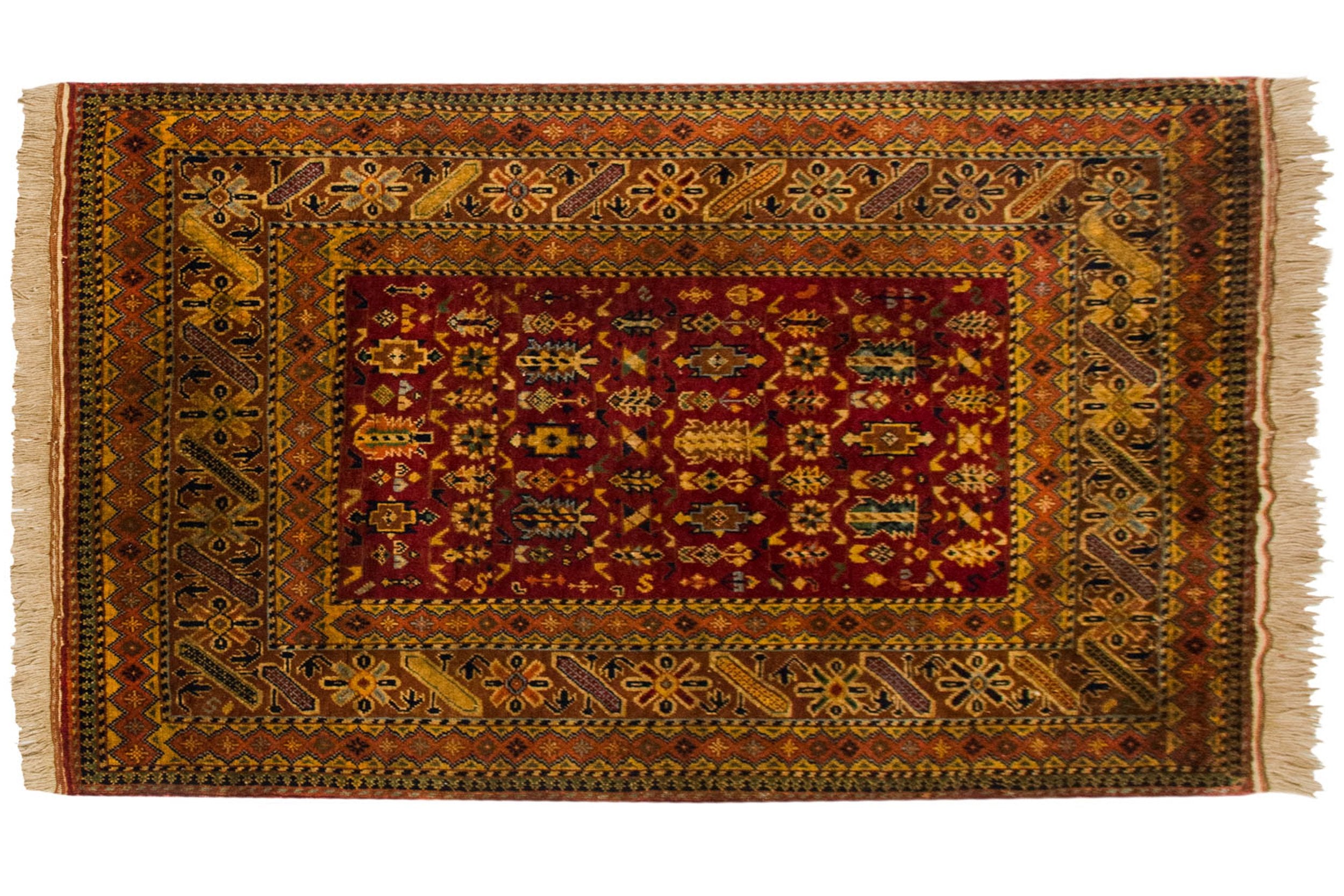 3.5x5 Vintage Indian Caucasian Design Rug // ONH Item mc001770 Image 1