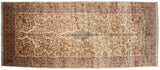 Vintage Kerman rug with a dragon-inspired border surrounding a millefleur patterned ivory field.