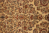 Close-up of the full pile showing ornamented floral bouquets in red, blue, and gold on an ivory field.