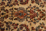 Rococo-influenced floral bouquets on the plush, hand-knotted pile of a vintage Kerman carpet.