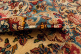 Close-up of the plush, full pile and original side cord selvage on a vintage Kerman carpet.