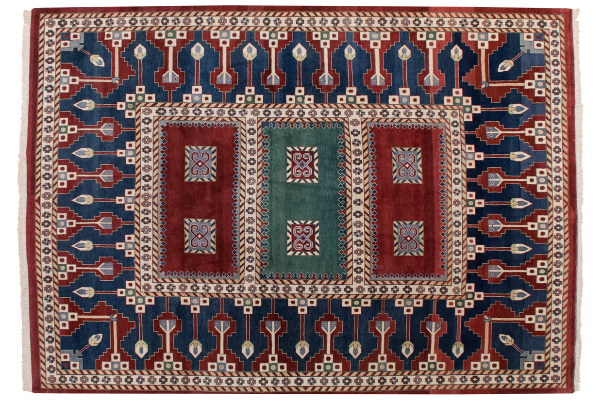 10.5x14 Vintage Indian Caucasian Design Carpet // ONH Item mc001778