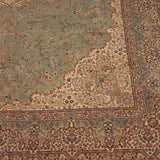 Detail of the fine Bulgarian carpet's Rococo border with paneled vases and sprawling floral vinery.
