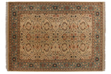 Vintage Pakistani Northwest Persian carpet, ivory Herati floral field, green border.